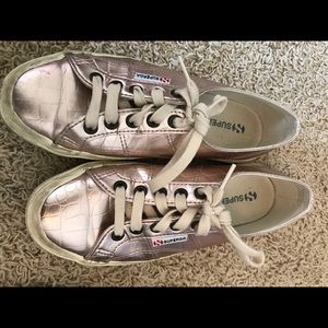Superga pink metallic shoes